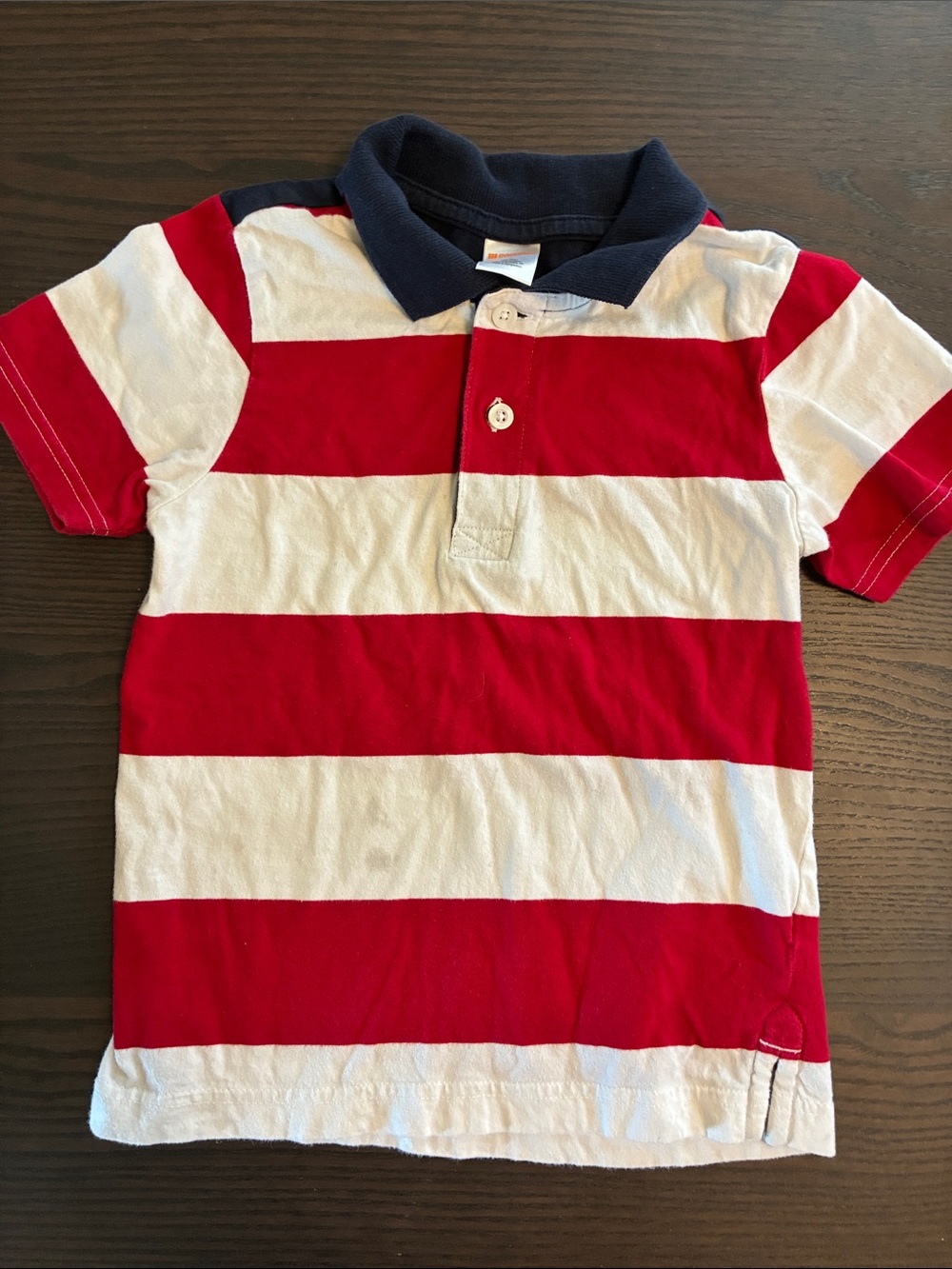 Gymboree Red and White Striped Polo with Navy Collar